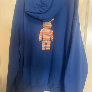 Vintage Pangaia Haroshi Be@rbrick Recycled Cotton Hoodie Blue